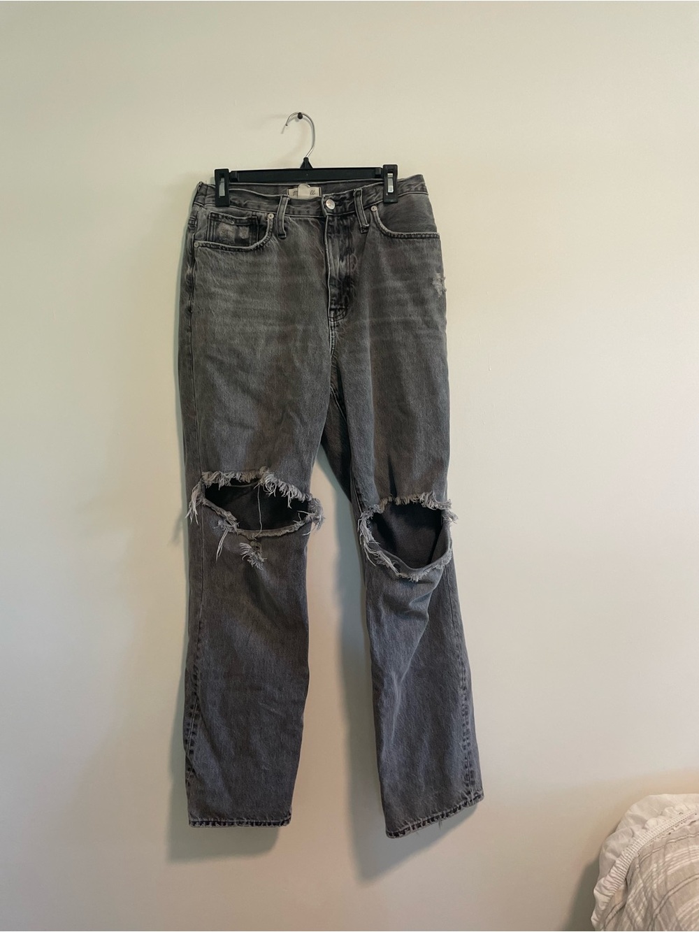 Madewell Women’s Baggy Distressed Faded Black Long Extra High Waisted  Jeans 27